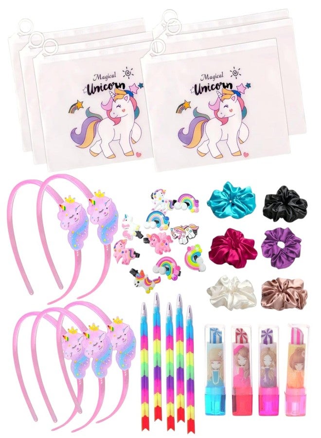 AMYCAUR Stationery Gift Combo, Navratri Special Combo Of Kanjak, Birthday Party Favors For Kids of All Age Group, Unicorn Combo With Folder, Hairband, Pencil, Eraser, Clips, Scrunchies - Image 1
